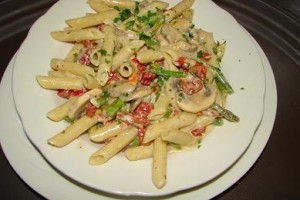 Penne Pasta with Dry Tomato and Gorgonzola Cheese 
