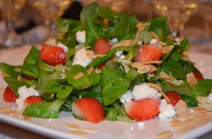 Mache Salad with Toasted Almonds and Strawberries